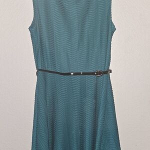 Shelby & Palmer Teal Midi Dress with Black Belt